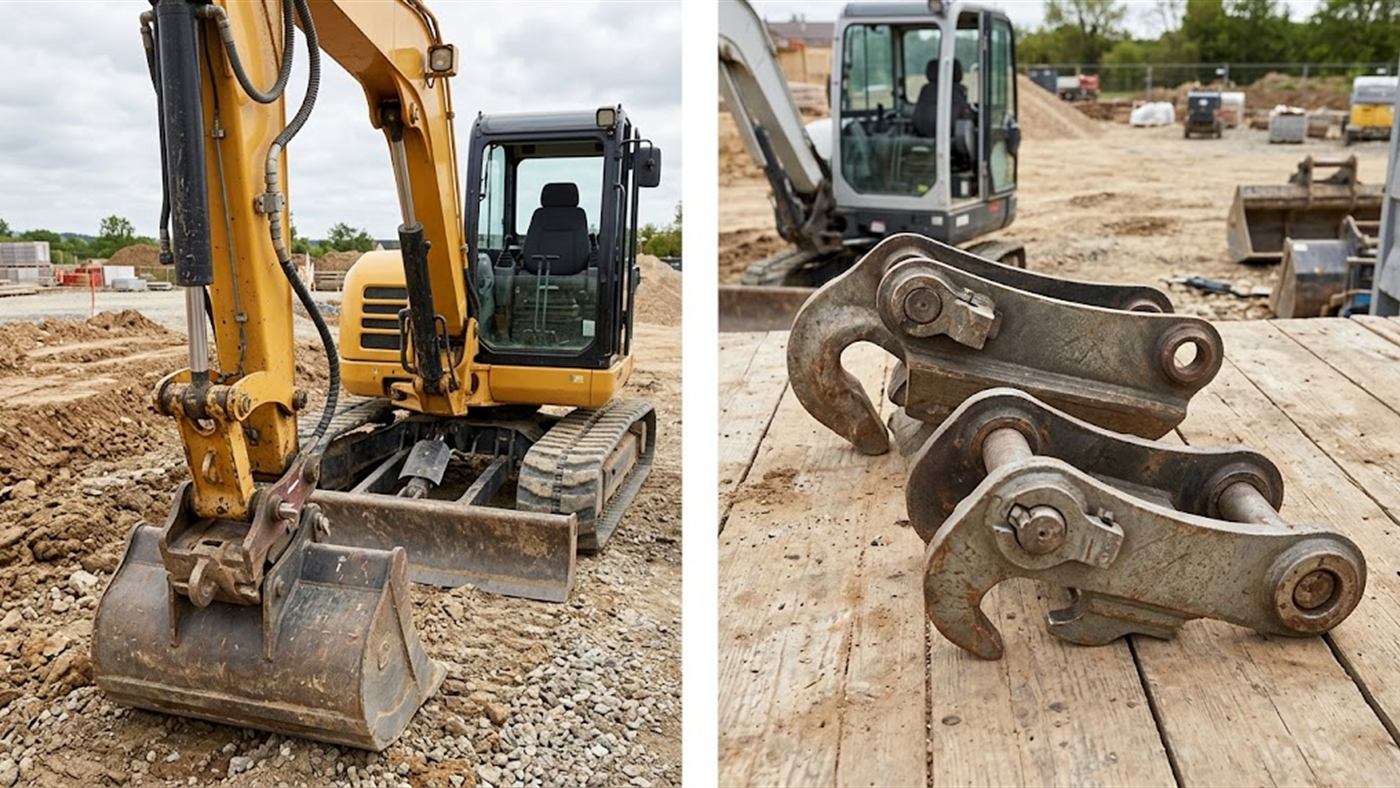 Links: die passende Aufnahme und Adapterplatte, Haken und Verriegelungen sicher im Eingriff. Rechts: zwei äußerlich ähnliche Aufnahmen, die nicht austauschbar sind. Computergeneriertes Bild.